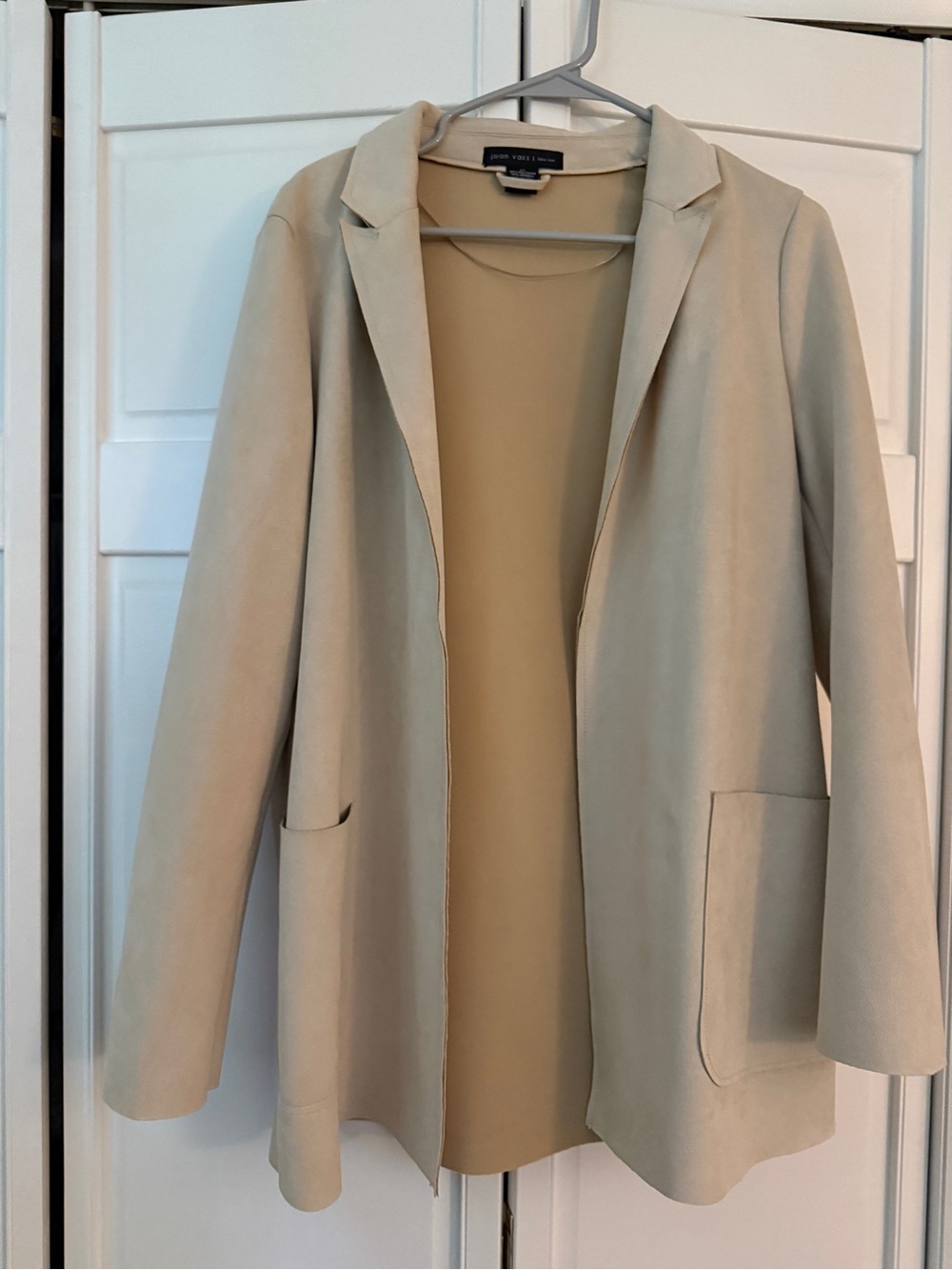 Joan Vass Beige Open-Front Blazer Jacket